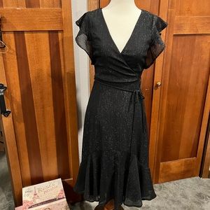 Evening dress silver thread on black